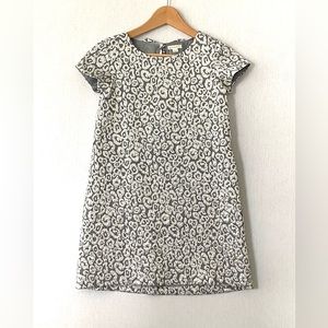 Crewcuts Silver Metallic Dress with Leopard Patterns and Bow on Back